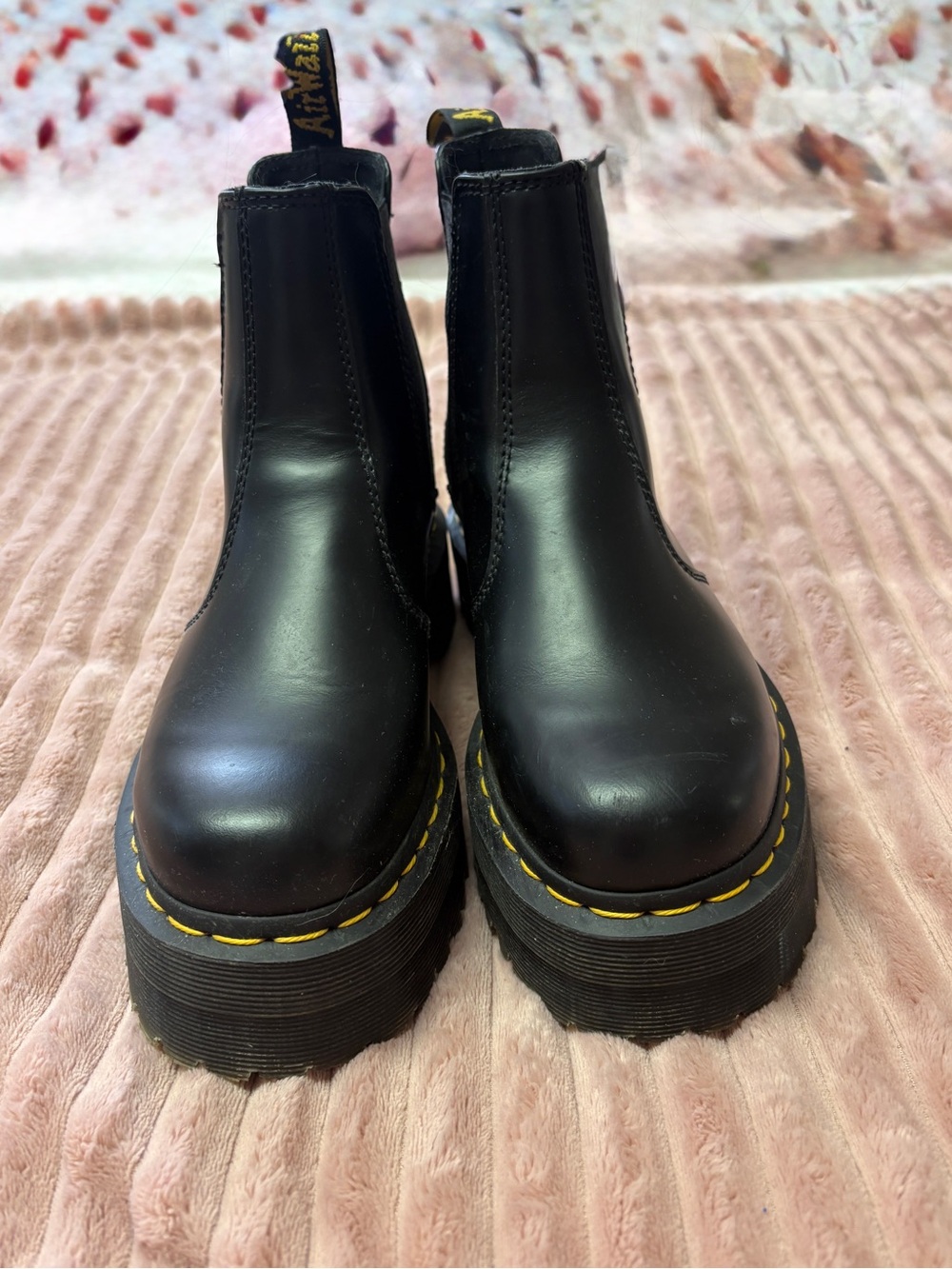 Dr. Martens Black Chelsea Boots with Yellow Stitching